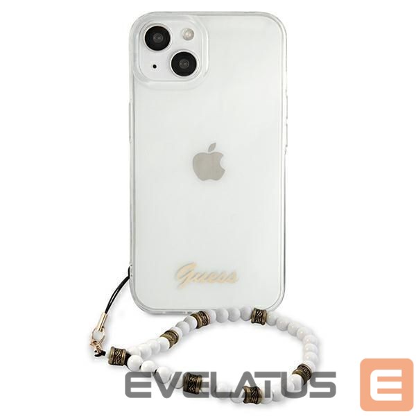 Back panel cover Guess Guess GUHCP13SKPSWH iPhone 13 mini 5.4" Transparent hardcase White Pearl