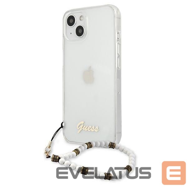 Back panel cover Guess Guess GUHCP13SKPSWH iPhone 13 mini 5.4" Transparent hardcase White Pearl