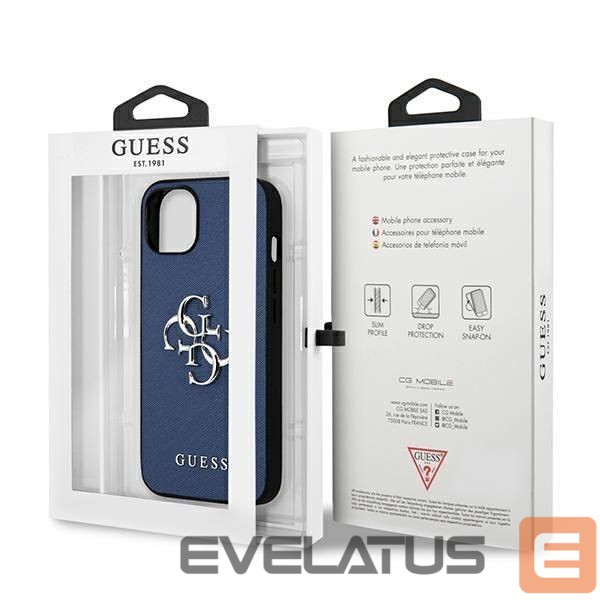 Back panel cover Guess Guess GUHCP13SSA4GSBL iPhone 13 mini 5.4" blue/blue hardcase Saffiano 4G Metal Logo