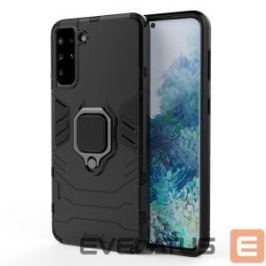 Back panel cover Hurtel  Ring Armor tough hybrid case cover + magnetic holder for Samsung Galaxy S22 + (S22 Plus) black 