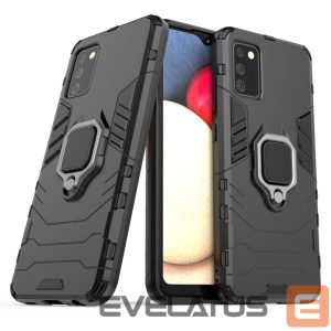 Back panel cover Hurtel  Ring Armor tough hybrid case cover + magnetic holder for Samsung Galaxy A03s (166.5) black 