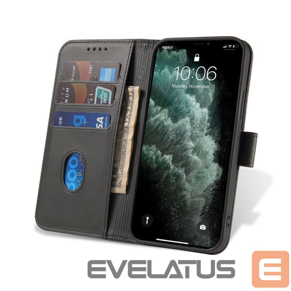 Back panel cover Hurtel Magnet Case elegant case cover cover with a flap and stand function OnePlus Nord N20 5G black