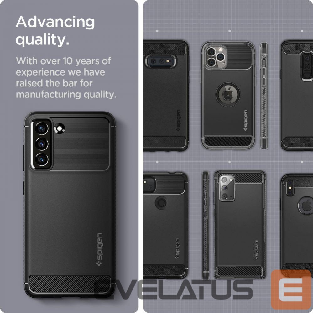 Back panel cover Spigen Spigen Rugged Armor Case for Samsung Galaxy S21 FE - Matte Black