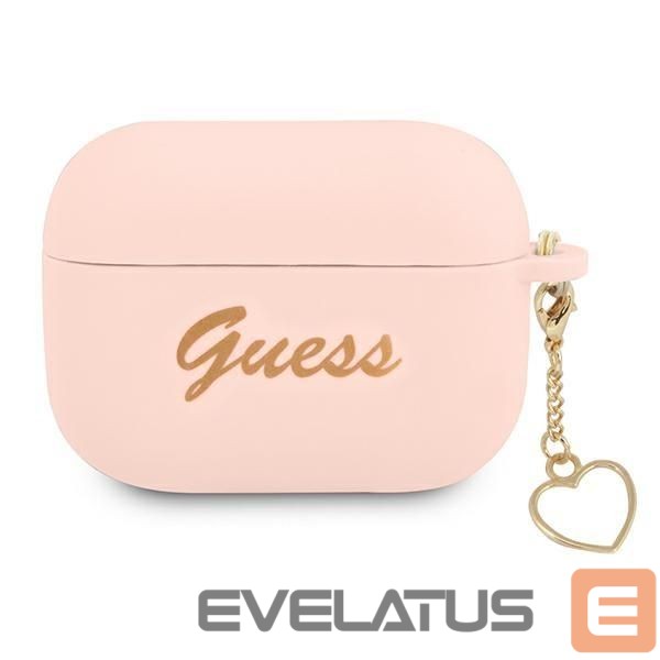 Back panel cover Guess Guess GUAPLSCHSP AirPods Pro cover pink/pink Silicone Charm Heart Collection