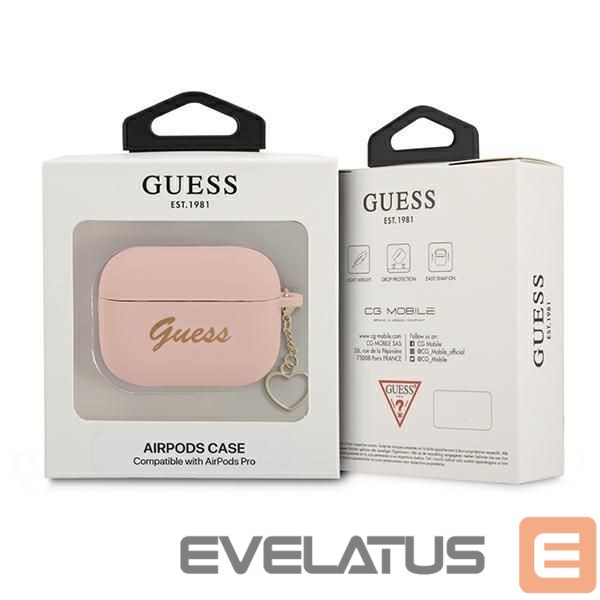 Back panel cover Guess Guess GUAPLSCHSP AirPods Pro cover pink/pink Silicone Charm Heart Collection