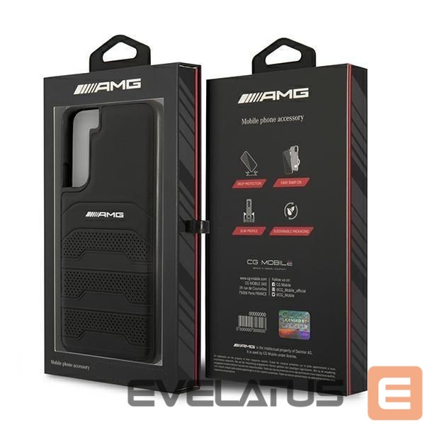 Back panel cover Mercedes-Benz AMG Leather Debossed Lines case for Samsung Galaxy S22+ - black