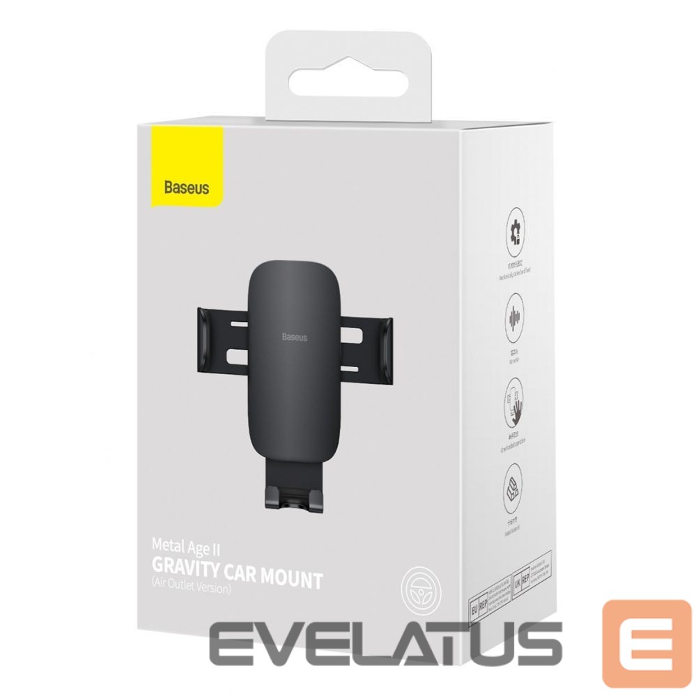 Auto holder Baseus Baseus Metal Age II gravitational car phone holder for ventilation grille black (SUJS000001)