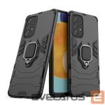 Back panel cover Hurtel  Ring Armor tough hybrid case cover + magnetic holder for Samsung Galaxy A73 black 