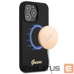 Back panel cover Guess  Guess GUHMP13LLSLMGBK iPhone 13 Pro / 13 6.1" black/black hardcase Silicone Script Gold Logo MagSafe 