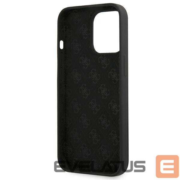 Back panel cover Guess Guess GUHMP13LLSLMGBK iPhone 13 Pro / 13 6.1" black/black hardcase Silicone Script Gold Logo MagSafe