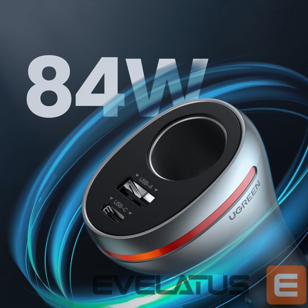 Auto charger Ugreen USB Type C / USB QC PD 24W car charger with 12V cigarette lighter socket silver (CD204)