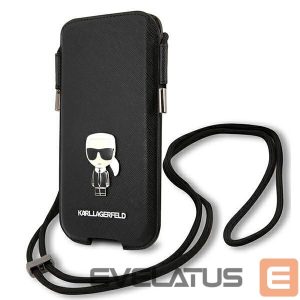Back panel cover Karl Lagerfeld  Karl Lagerfeld Torebka KLHCP12MOPHKMK 6,1" czarny/black hardcase Saffiano Ikonik Karl's 