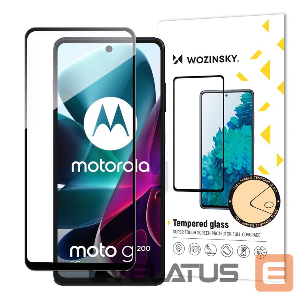 Protective glass Hurtel Wozinsky Full Glue Tempered Glass Motorola Moto G200 5G 9H Full Screen Tempered Glass with Black Frame