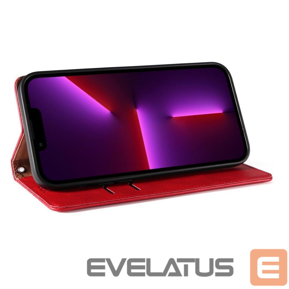 Back panel cover Hurtel - Magnet Strap Case Case for iPhone 13 Pro Max Pouch Wallet + Mini Lanyard Pendant Red