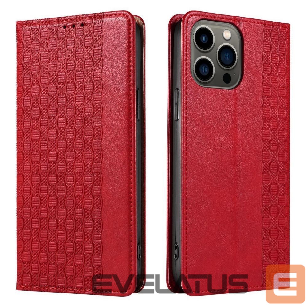 Back panel cover Hurtel - Magnet Strap Case Case for iPhone 13 Pro Max Pouch Wallet + Mini Lanyard Pendant Red