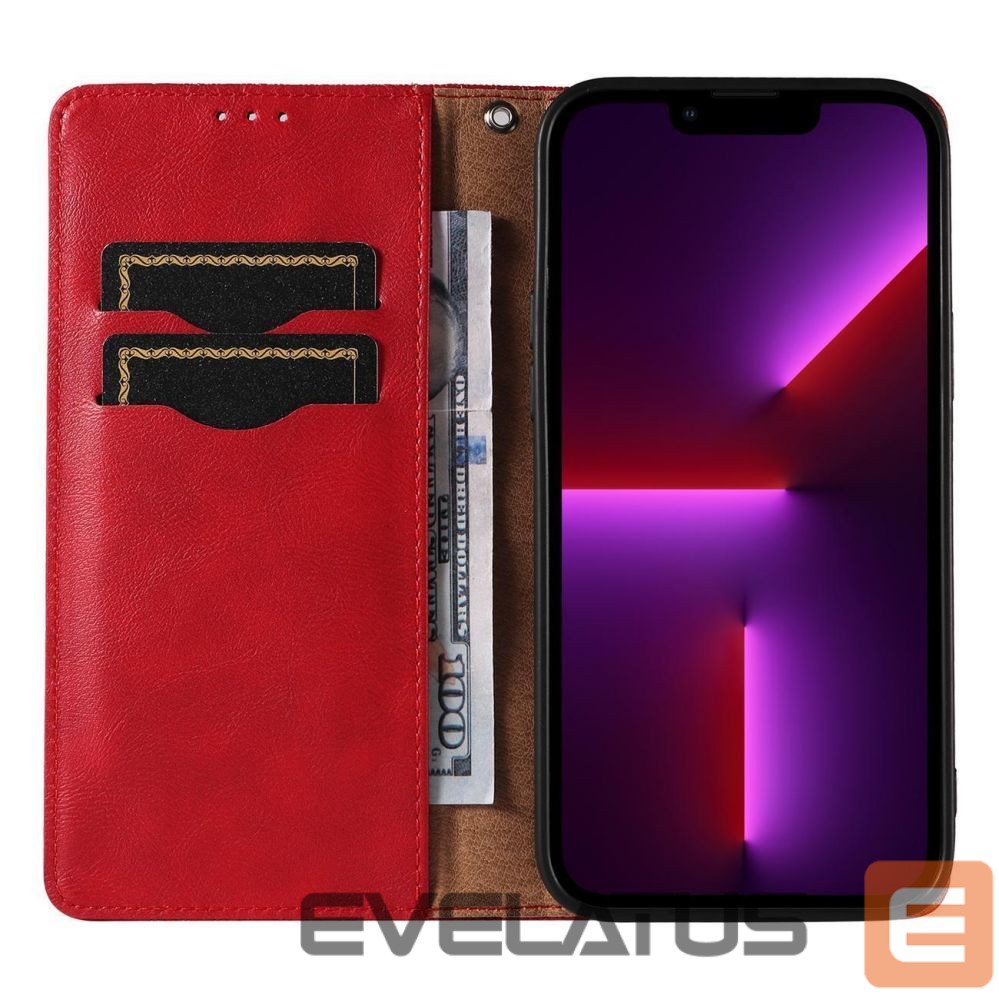 Back panel cover Hurtel - Magnet Strap Case Case for iPhone 13 Pro Max Pouch Wallet + Mini Lanyard Pendant Red