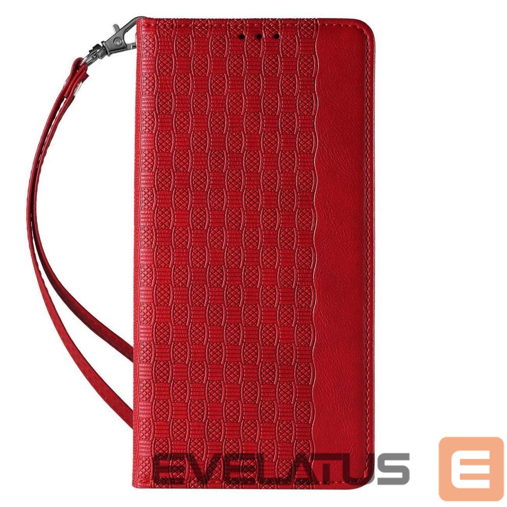 Back panel cover Hurtel - Magnet Strap Case Case for iPhone 13 Pro Max Pouch Wallet + Mini Lanyard Pendant Red