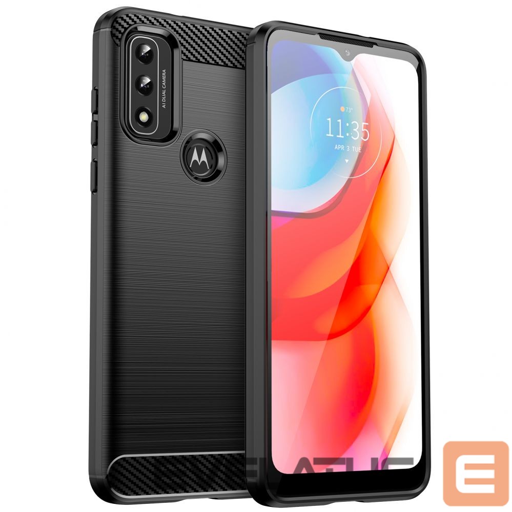 Back panel cover Hurtel Carbon Case Flexible Cover Sleeve Motorola Moto G Play 2022 black