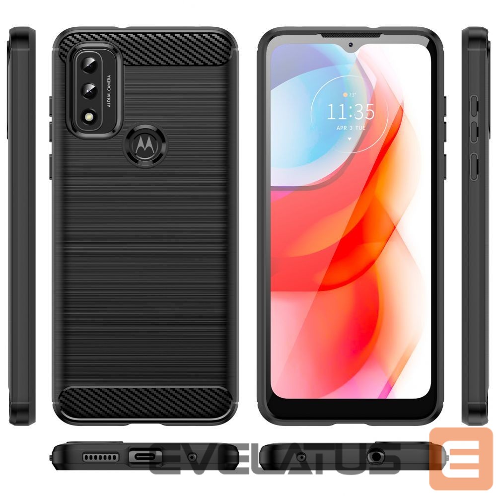 Back panel cover Hurtel Carbon Case Flexible Cover Sleeve Motorola Moto G Play 2022 black