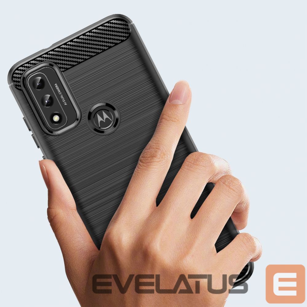 Back panel cover Hurtel Carbon Case Flexible Cover Sleeve Motorola Moto G Play 2022 black