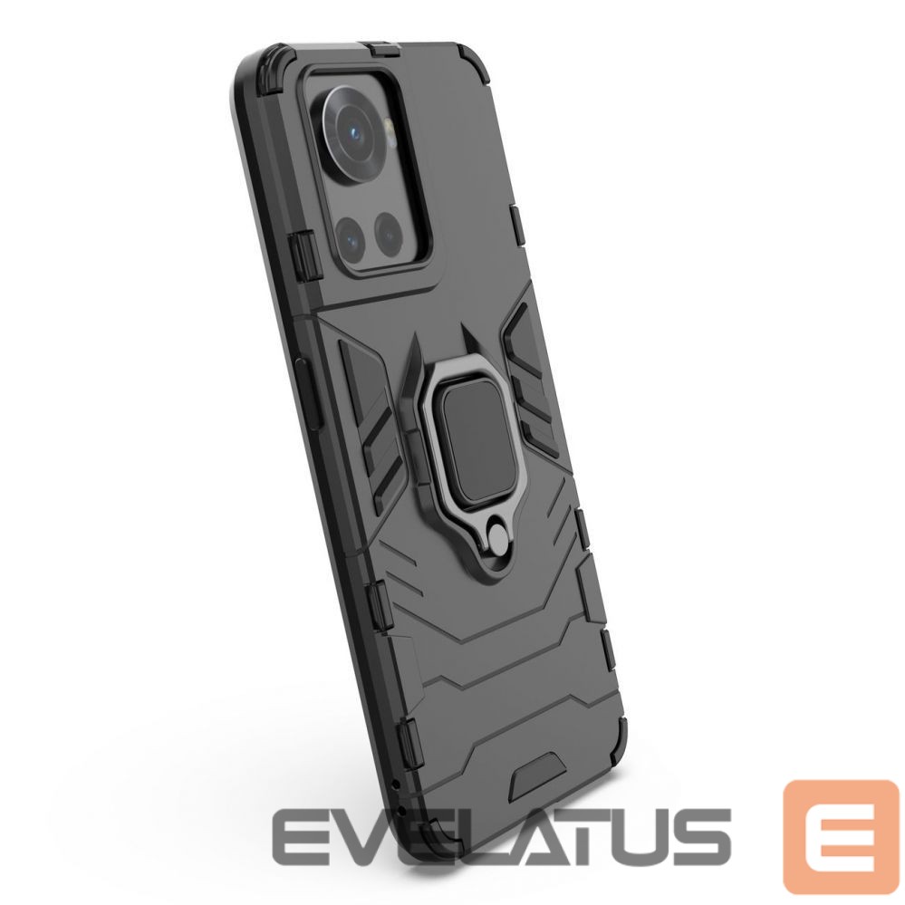 Back panel cover Hurtel Ring Armor armored hybrid case cover + magnetic holder for OnePlus Ace black