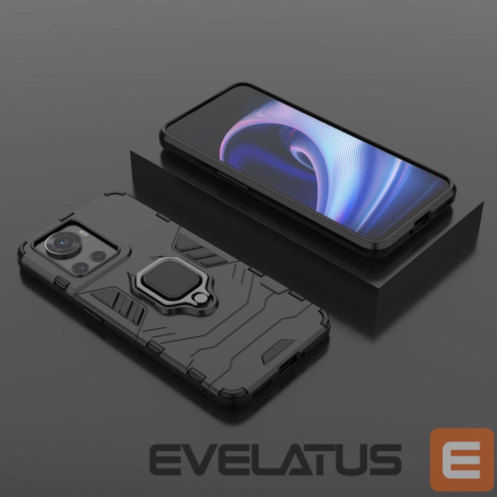Back panel cover Hurtel Ring Armor armored hybrid case cover + magnetic holder for OnePlus Ace black