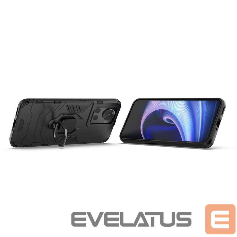 Back panel cover Hurtel Ring Armor armored hybrid case cover + magnetic holder for OnePlus Ace black