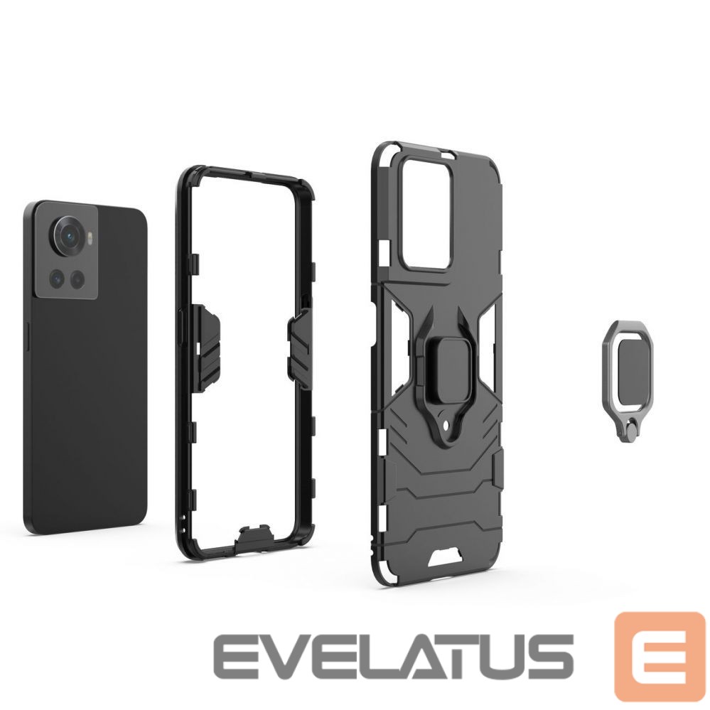 Back panel cover Hurtel Ring Armor armored hybrid case cover + magnetic holder for OnePlus Ace black