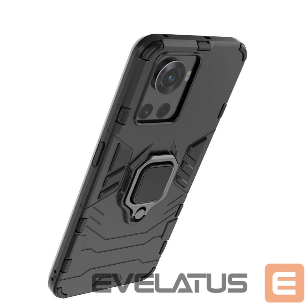 Back panel cover Hurtel Ring Armor armored hybrid case cover + magnetic holder for OnePlus Ace black