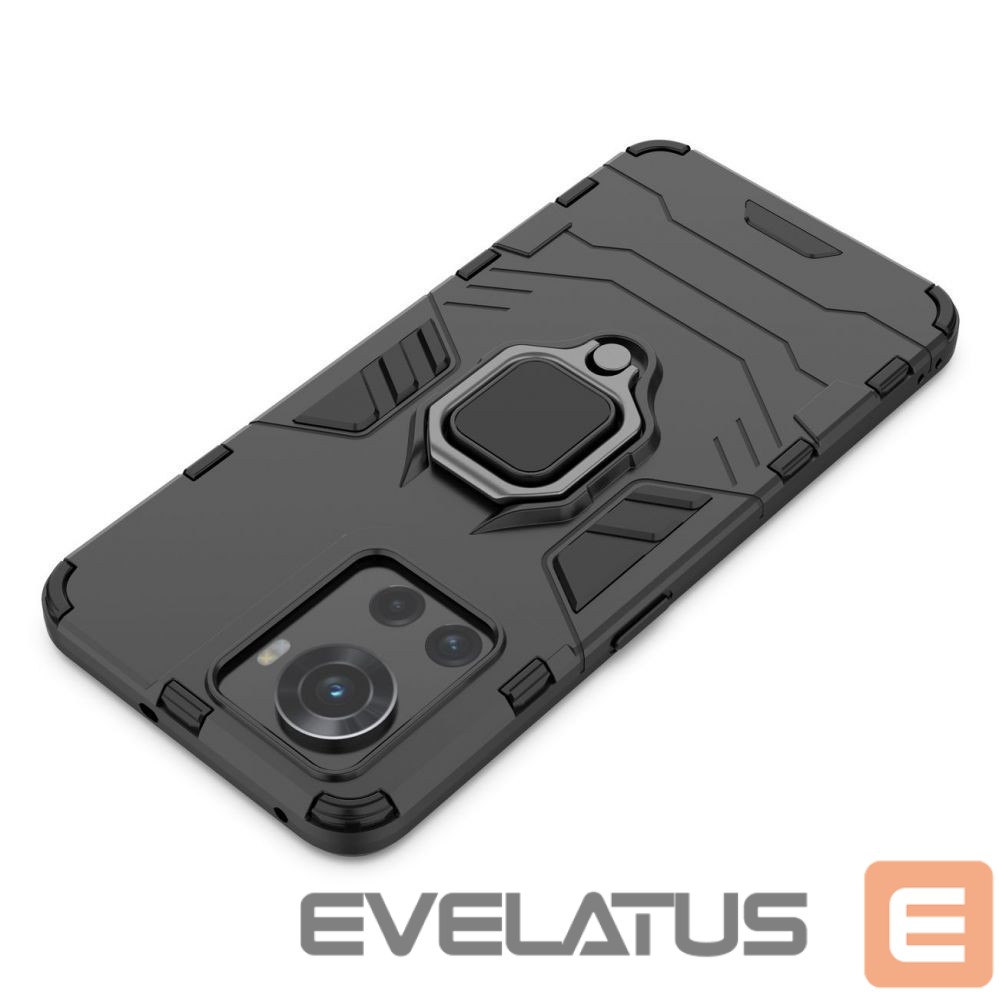 Back panel cover Hurtel Ring Armor armored hybrid case cover + magnetic holder for OnePlus Ace black