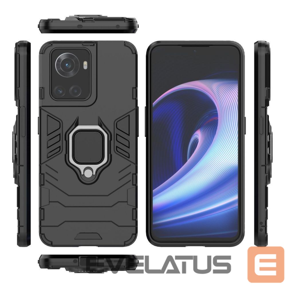 Back panel cover Hurtel Ring Armor armored hybrid case cover + magnetic holder for OnePlus Ace black