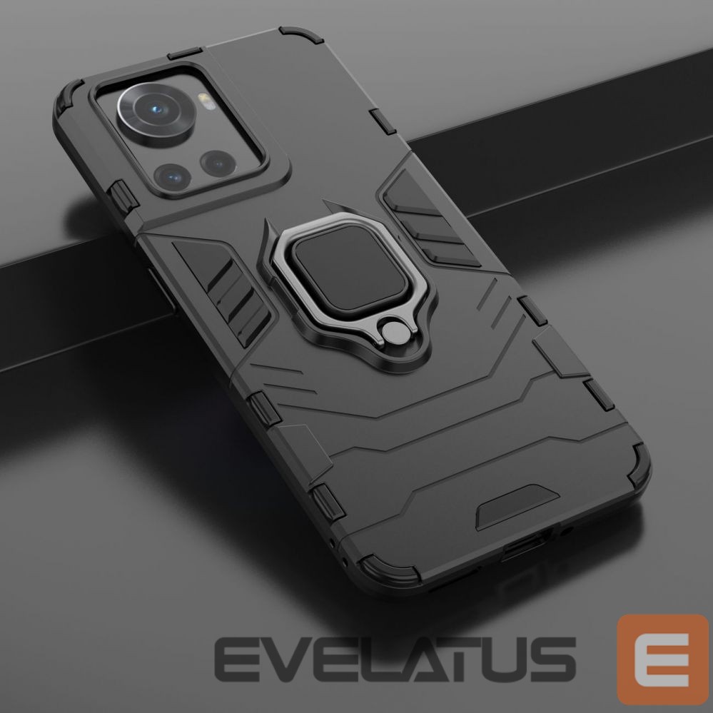 Back panel cover Hurtel Ring Armor armored hybrid case cover + magnetic holder for OnePlus Ace black