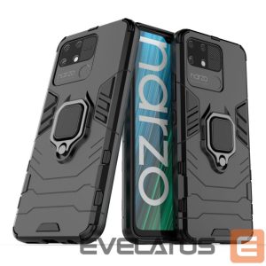 Back panel cover Hurtel  Ring Armor tough hybrid case cover + magnetic holder Realme Narzo 50A black 
