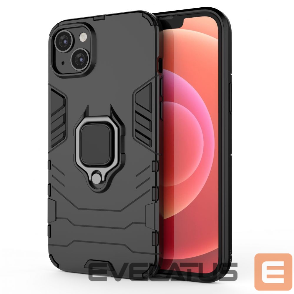 Back panel cover Hurtel - Ring Armor case for iPhone 14 Plus armored cover magnetic holder ring black