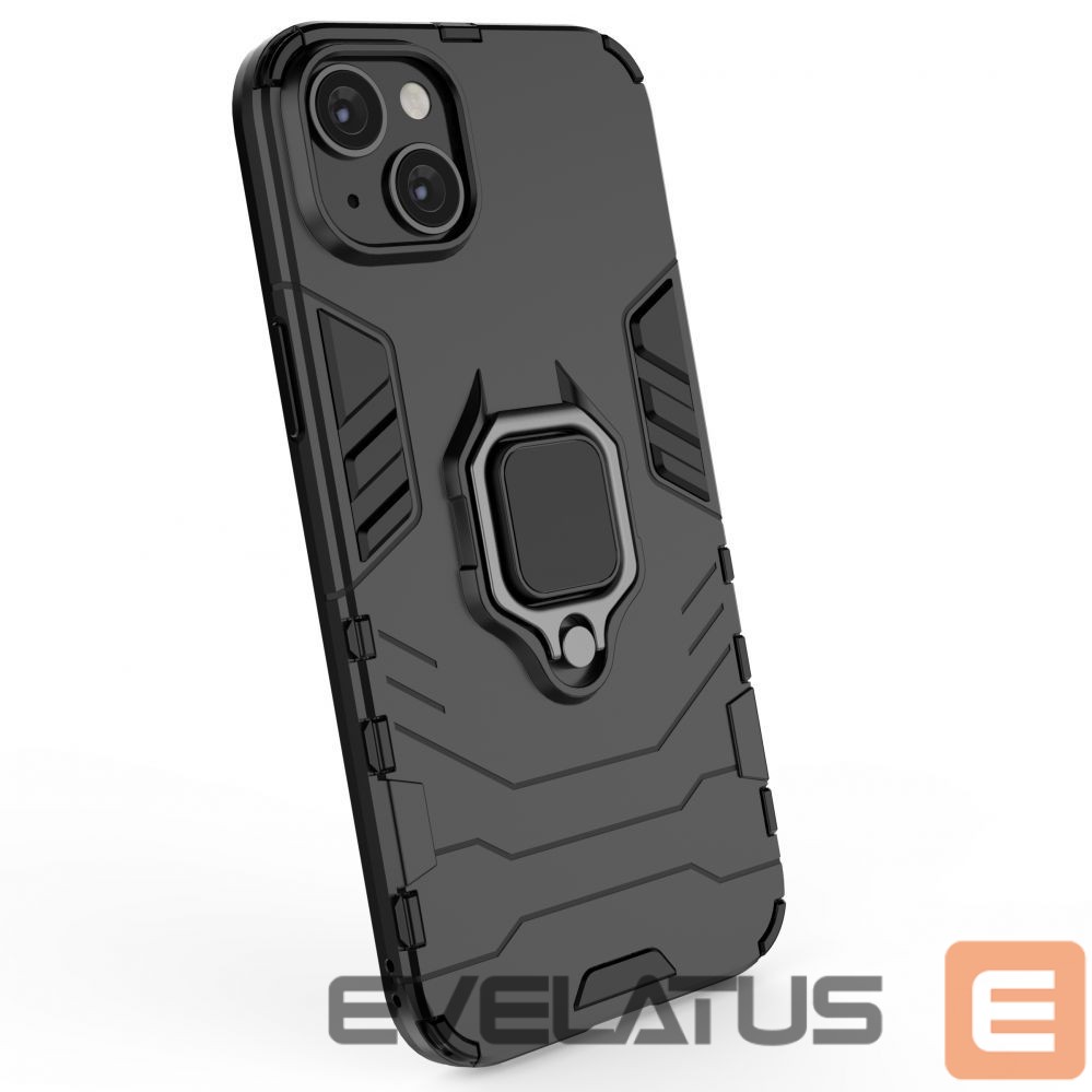 Back panel cover Hurtel - Ring Armor case for iPhone 14 Plus armored cover magnetic holder ring black