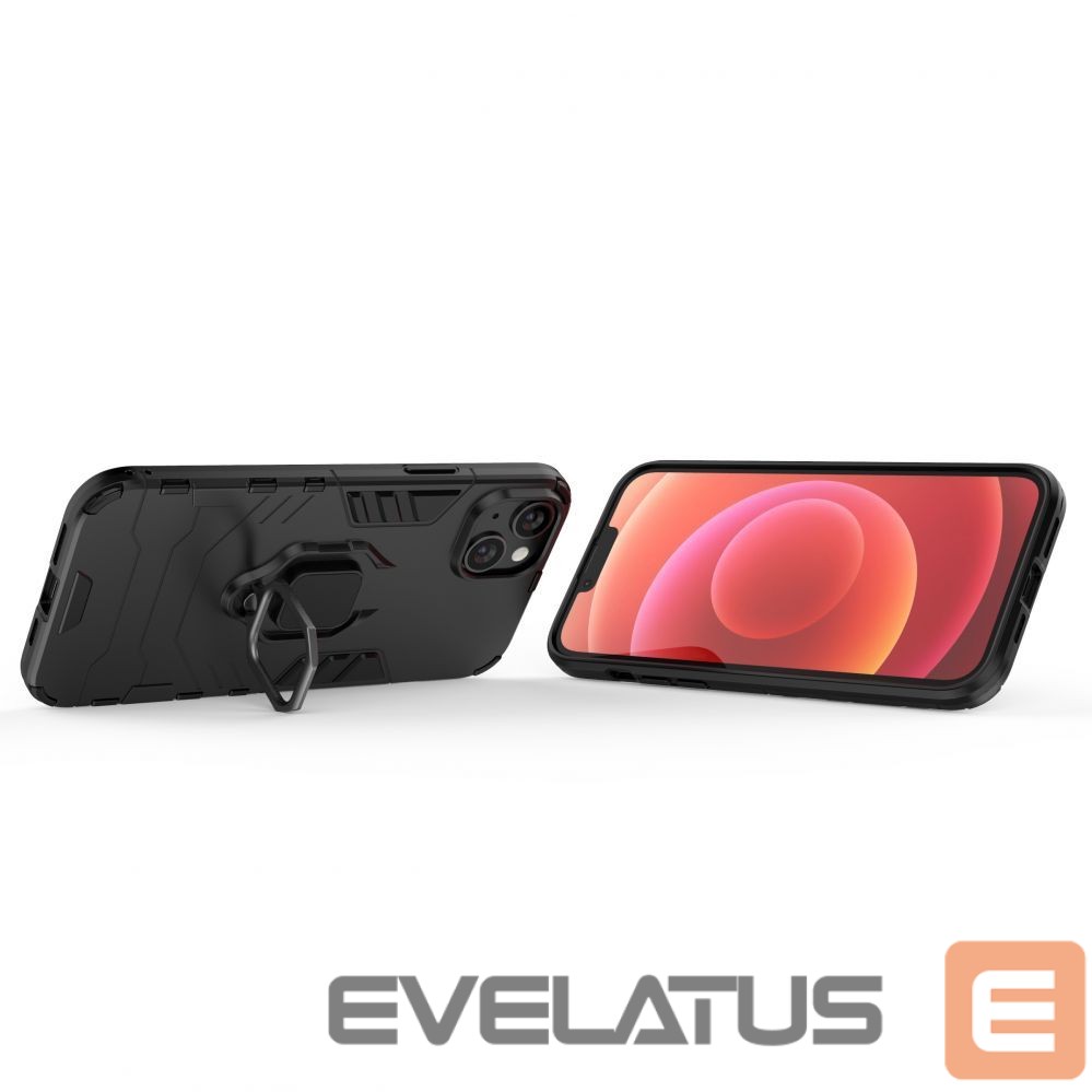 Back panel cover Hurtel - Ring Armor case for iPhone 14 Plus armored cover magnetic holder ring black