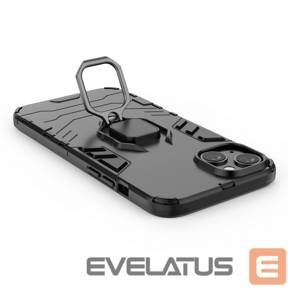 Back panel cover Hurtel - Ring Armor case for iPhone 14 Plus armored cover magnetic holder ring black