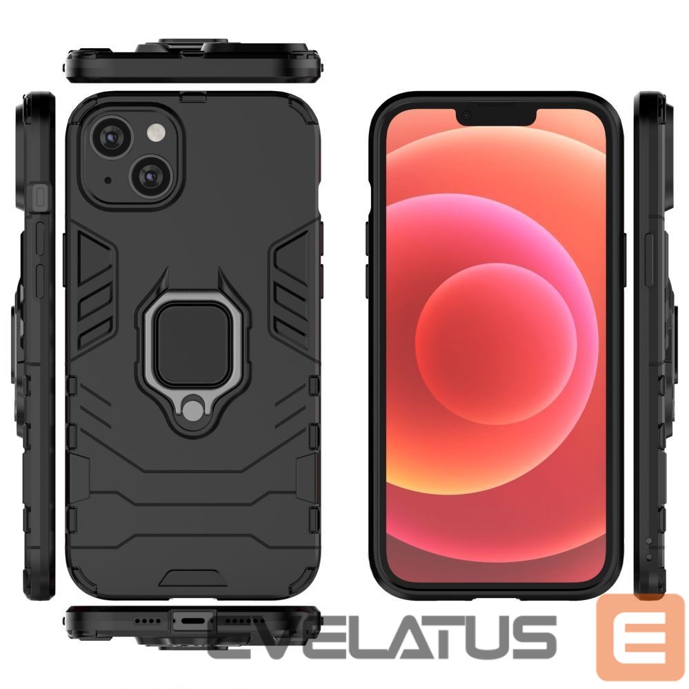 Back panel cover Hurtel - Ring Armor case for iPhone 14 Plus armored cover magnetic holder ring black