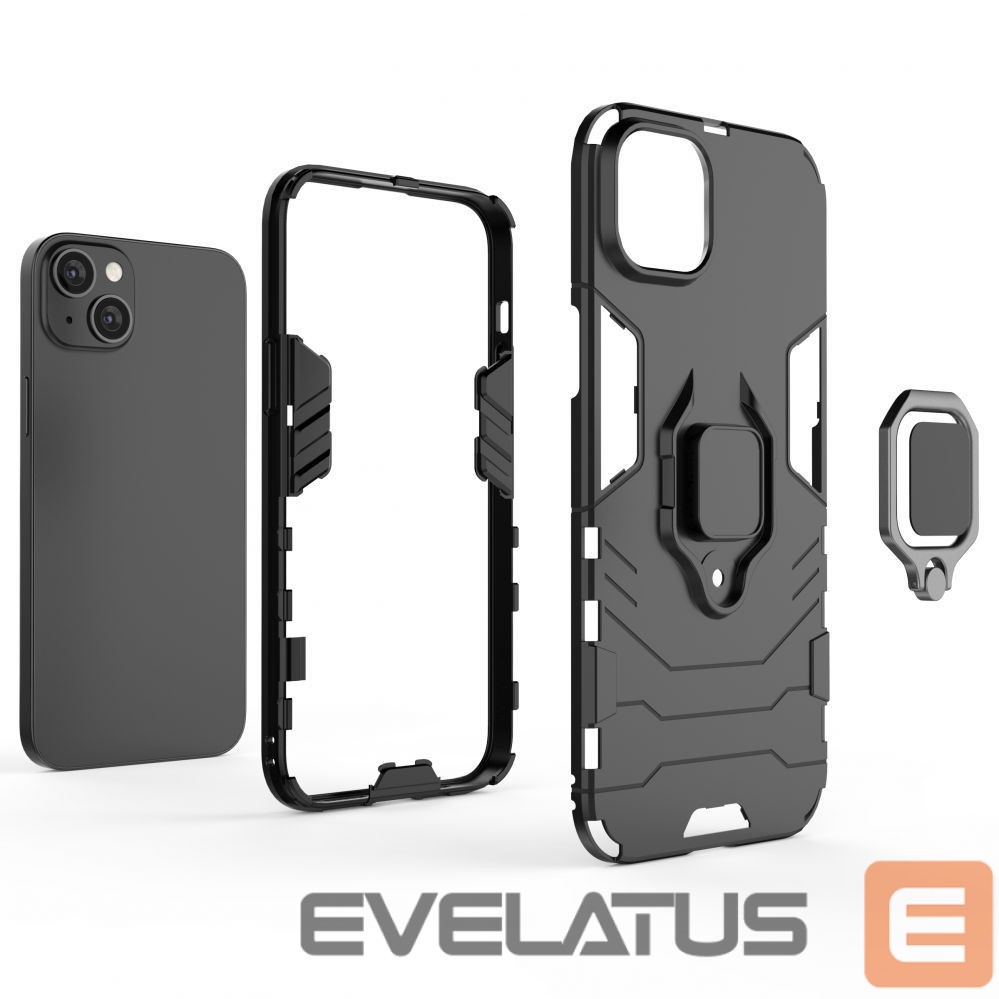 Back panel cover Hurtel - Ring Armor case for iPhone 14 Plus armored cover magnetic holder ring black