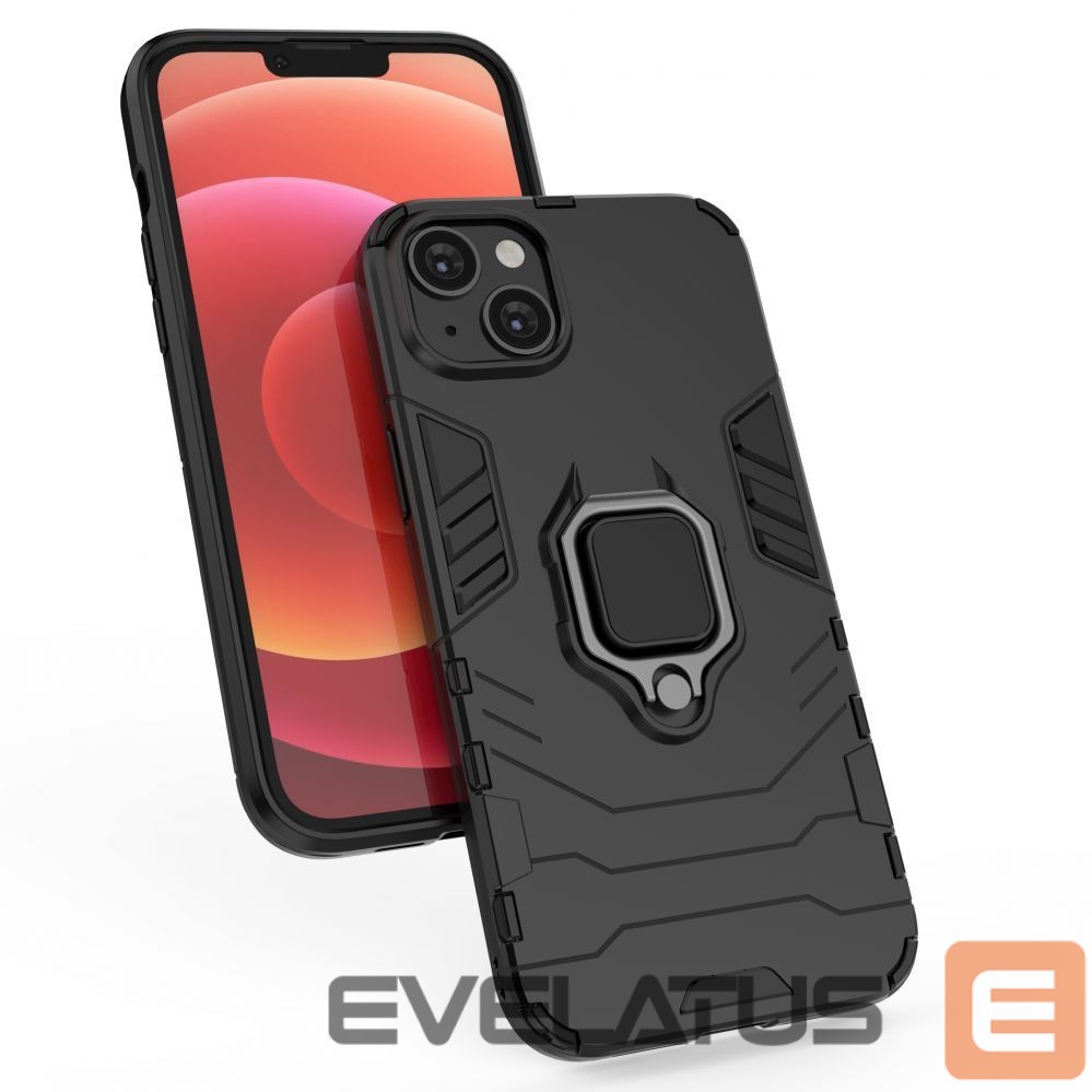 Back panel cover Hurtel - Ring Armor case for iPhone 14 Plus armored cover magnetic holder ring black