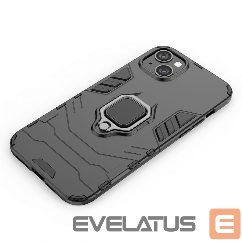 Back panel cover Hurtel - Ring Armor case for iPhone 14 Plus armored cover magnetic holder ring black