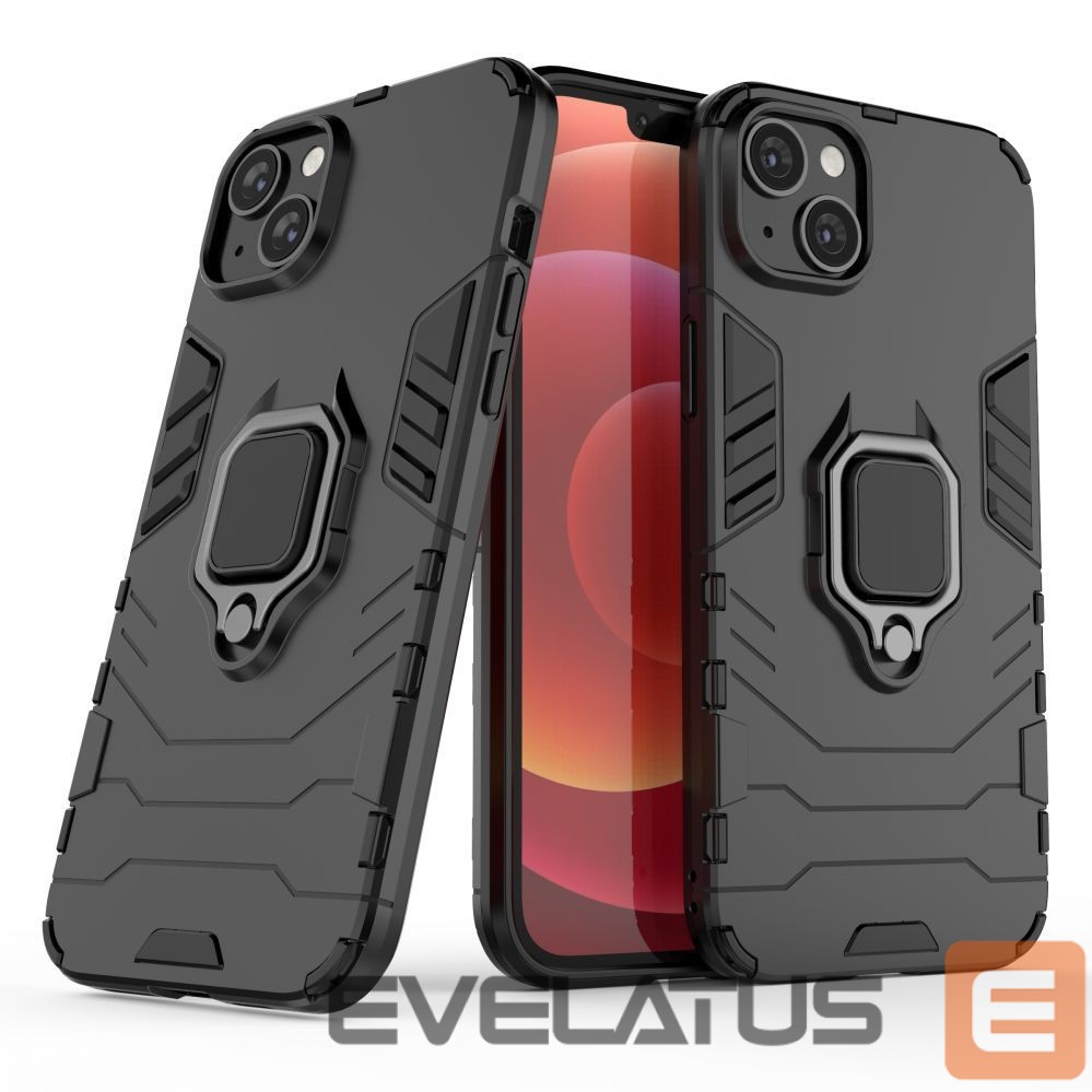 Back panel cover Hurtel - Ring Armor case for iPhone 14 Plus armored cover magnetic holder ring black