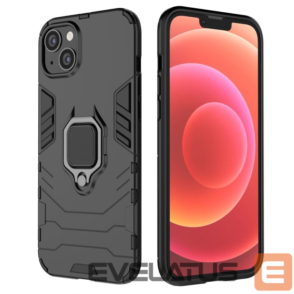 Back panel cover Hurtel - Ring Armor case for iPhone 14 Plus armored cover magnetic holder ring black