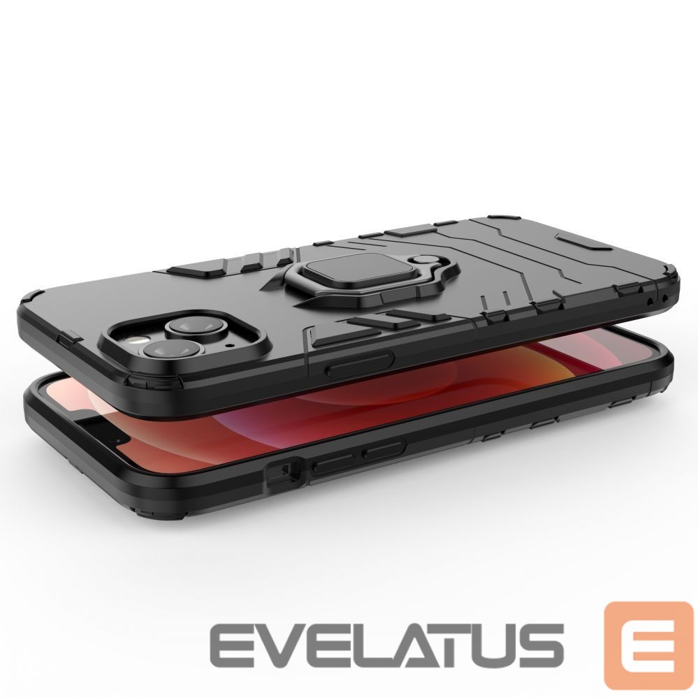 Back panel cover Hurtel - Ring Armor case for iPhone 14 Plus armored cover magnetic holder ring black