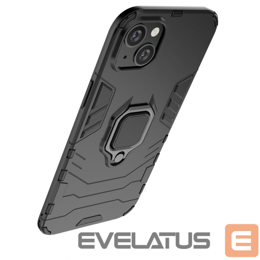 Back panel cover Hurtel Ring Armor case for iPhone 14 Pro armored cover magnetic holder ring black