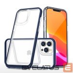 Back panel cover Hurtel - Clear 3in1 case for iPhone 14 Pro silicone cover with frame blue 
