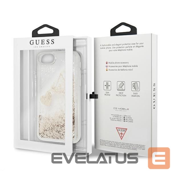 Back panel cover Guess Guess GUOHCI8GLHFLGO iPhone 7/8/SE 2020 /SE 2022 gold/gold hard case Glitter Charms