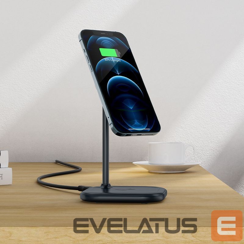 Adapter Acefast Acefast 15W Qi Wireless Charger for iPhone (with MagSafe) and Apple AirPods Stand Holder Magnetic Holder Gray (E6 gray)