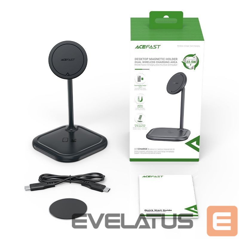Adapter Acefast Acefast 15W Qi Wireless Charger for iPhone (with MagSafe) and Apple AirPods Stand Holder Magnetic Holder Gray (E6 gray)