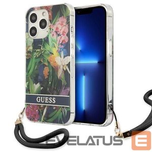 Back panel cover Guess  Guess GUHCP13LHFLSB iPhone 13 Pro / 13 6.1" blue/blue hardcase Flower Strap 